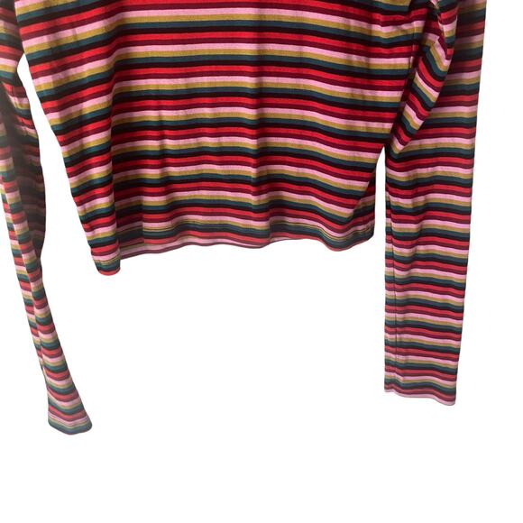 Forever 21 2010 Women Large Rainbow Multicolored Stripe Long Sleeve‎ Crop Top - Picture 3 of 7